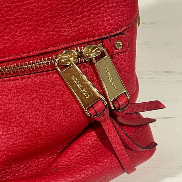 Authentic Michael Kors Rhea Medium Backpack Purse Red - Picture 11 of 11